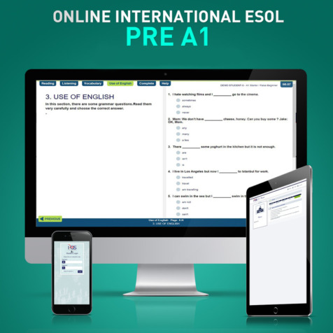 ONLINE INTERNATIONAL ESOL PRE- A1 ENGLISH EXAM